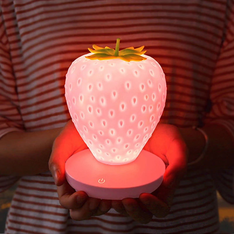 LED Kid Gift Atmosphere Lamp Night Light Strawberry Nightlight Romote USB Bedside Lamp Baby Children Bedroom Decoration