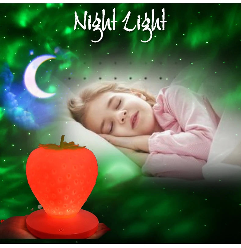 LED Kid Gift Atmosphere Lamp Night Light Strawberry Nightlight Romote USB Bedside Lamp Baby Children Bedroom Decoration