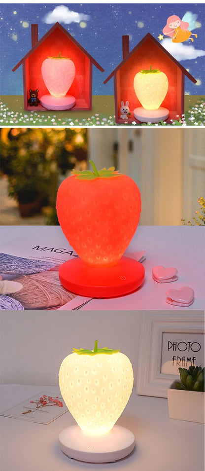 LED Kid Gift Atmosphere Lamp Night Light Strawberry Nightlight Romote USB Bedside Lamp Baby Children Bedroom Decoration