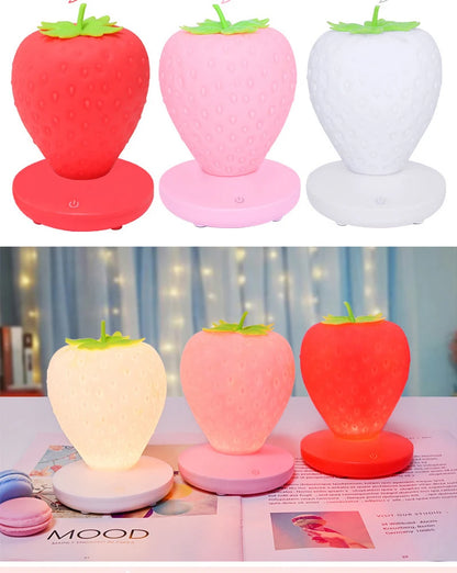 LED Kid Gift Atmosphere Lamp Night Light Strawberry Nightlight Romote USB Bedside Lamp Baby Children Bedroom Decoration