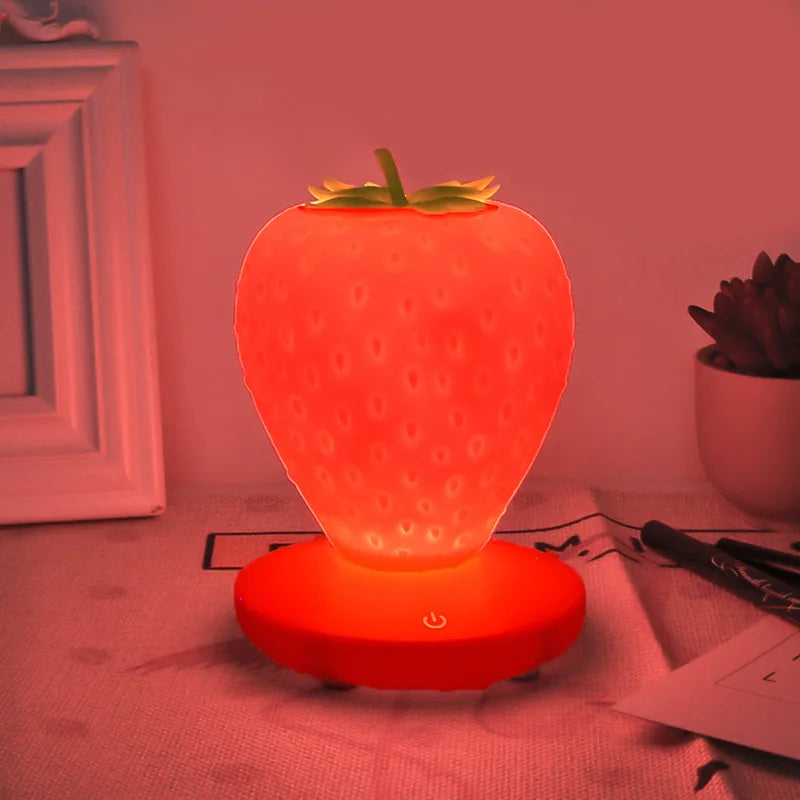 LED Kid Gift Atmosphere Lamp Night Light Strawberry Nightlight Romote USB Bedside Lamp Baby Children Bedroom Decoration